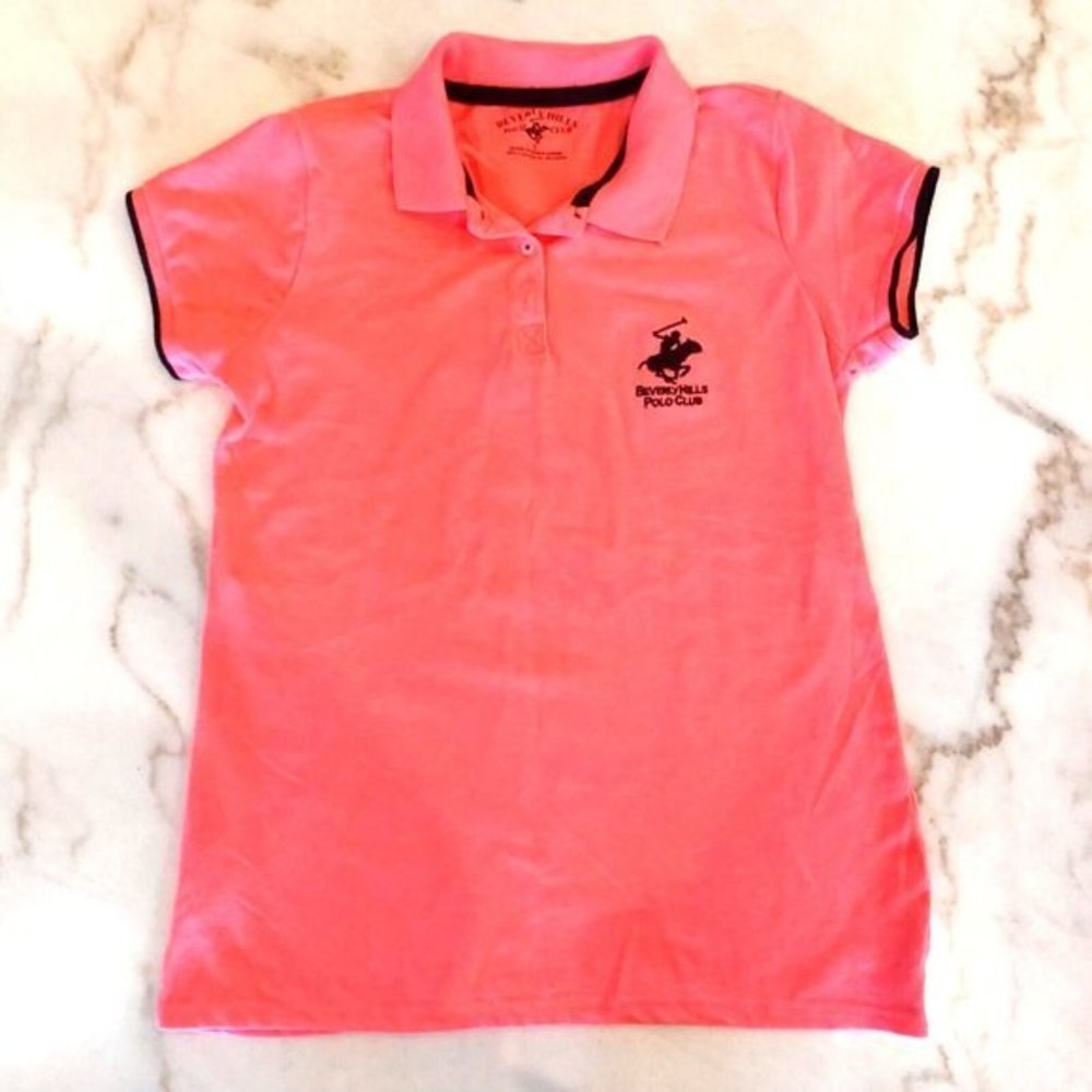 Beverly Hills Polo Club Womens Size Large Pink Polo Shirt‎